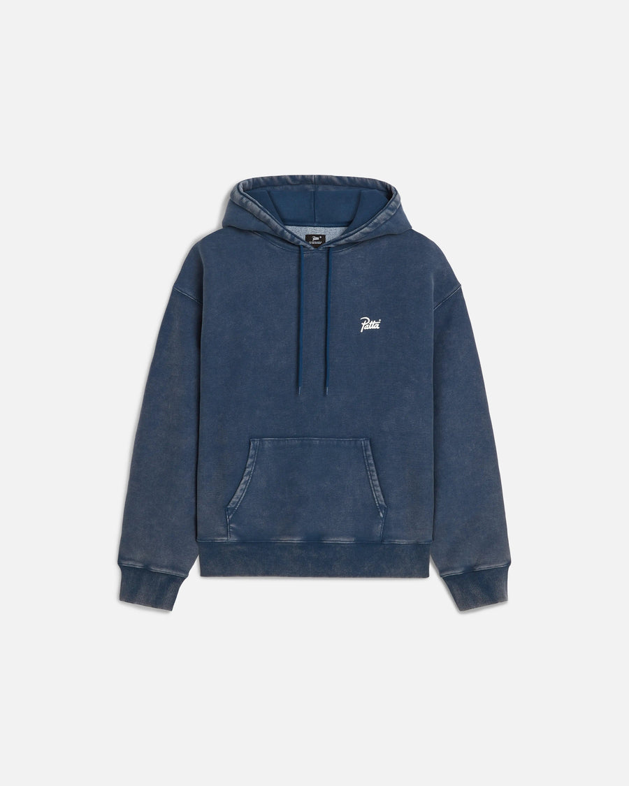 Patta Classic Acid Washed Hooded Sweater (Estate Blue)