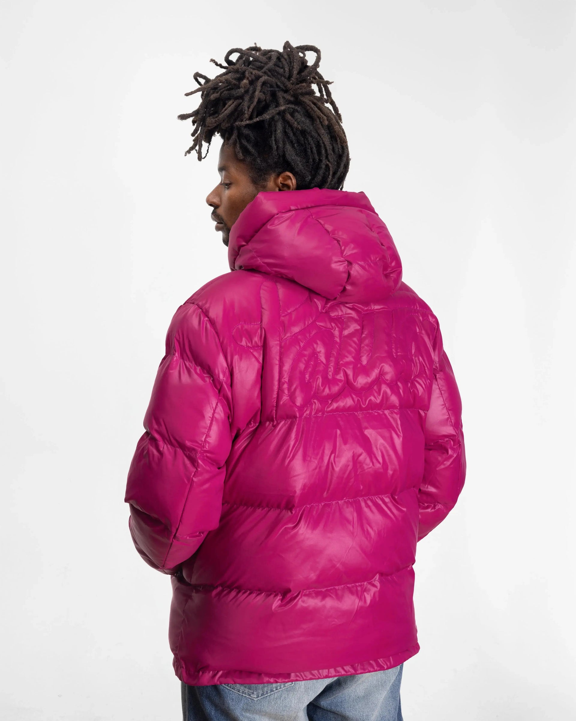 Patta Quilted Script Logo Puffer Jacket (Boysenberry)