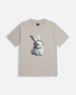 Patta Kids Bunny T-Shirt in Flint Gray featuring a graphic print of a bunny wearing headphones.