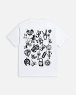 Back view of the white Patta Kids Charm T-Shirt featuring a black charms graphic print.