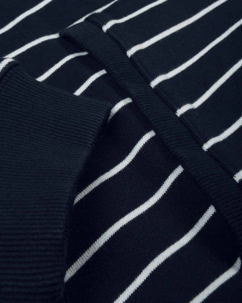 Patta Striped Zip Up Hooded Sweater (Black Iris)