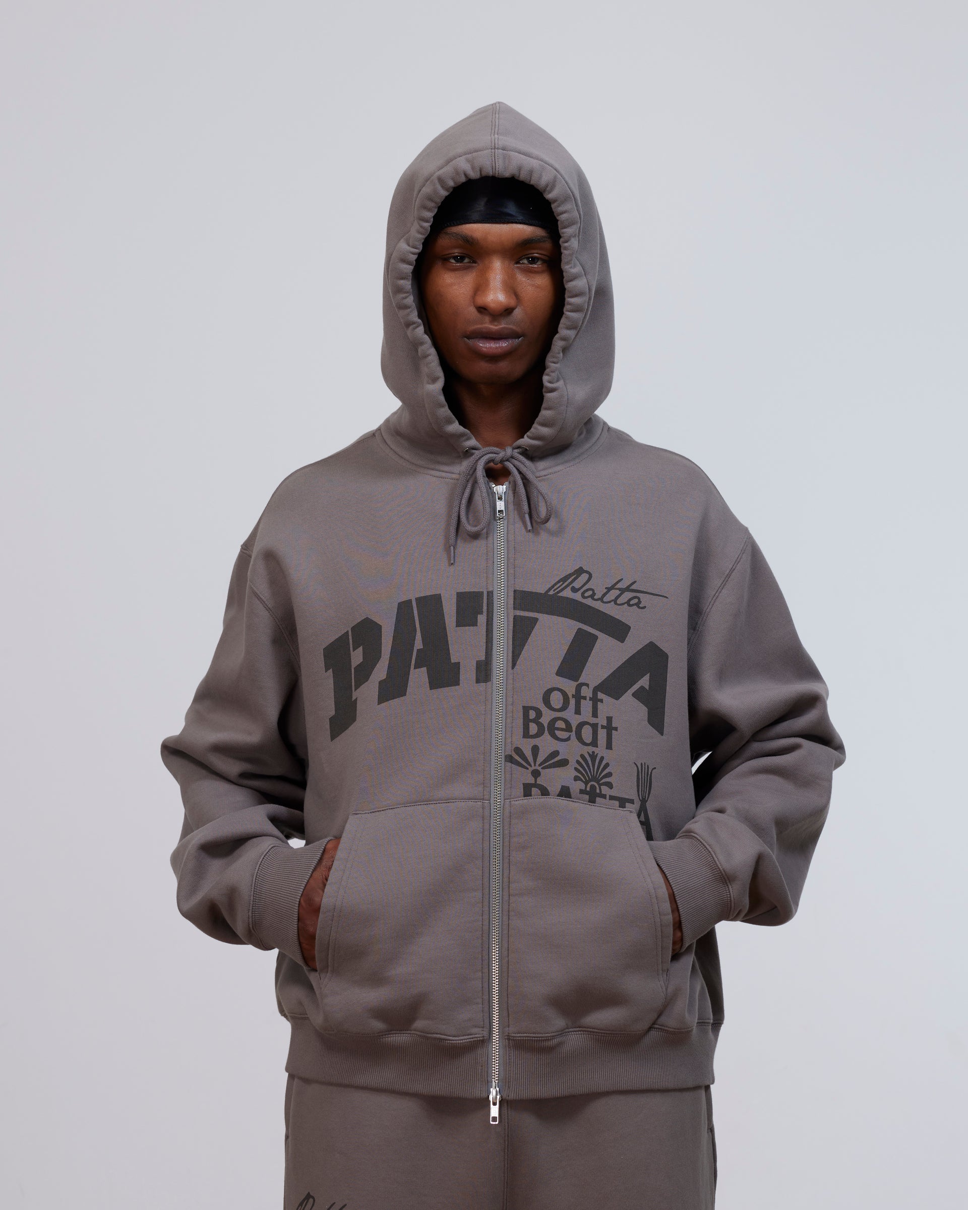 Patta Off Beat Zip Up Hooded Sweater (Brushed Nickel)
