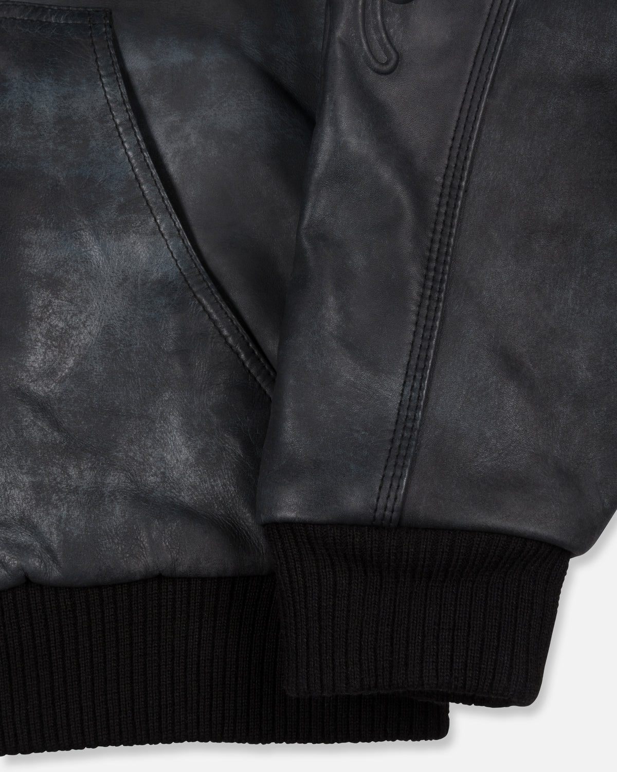 Patta Leather Hooded Bomber Jacket (Black)