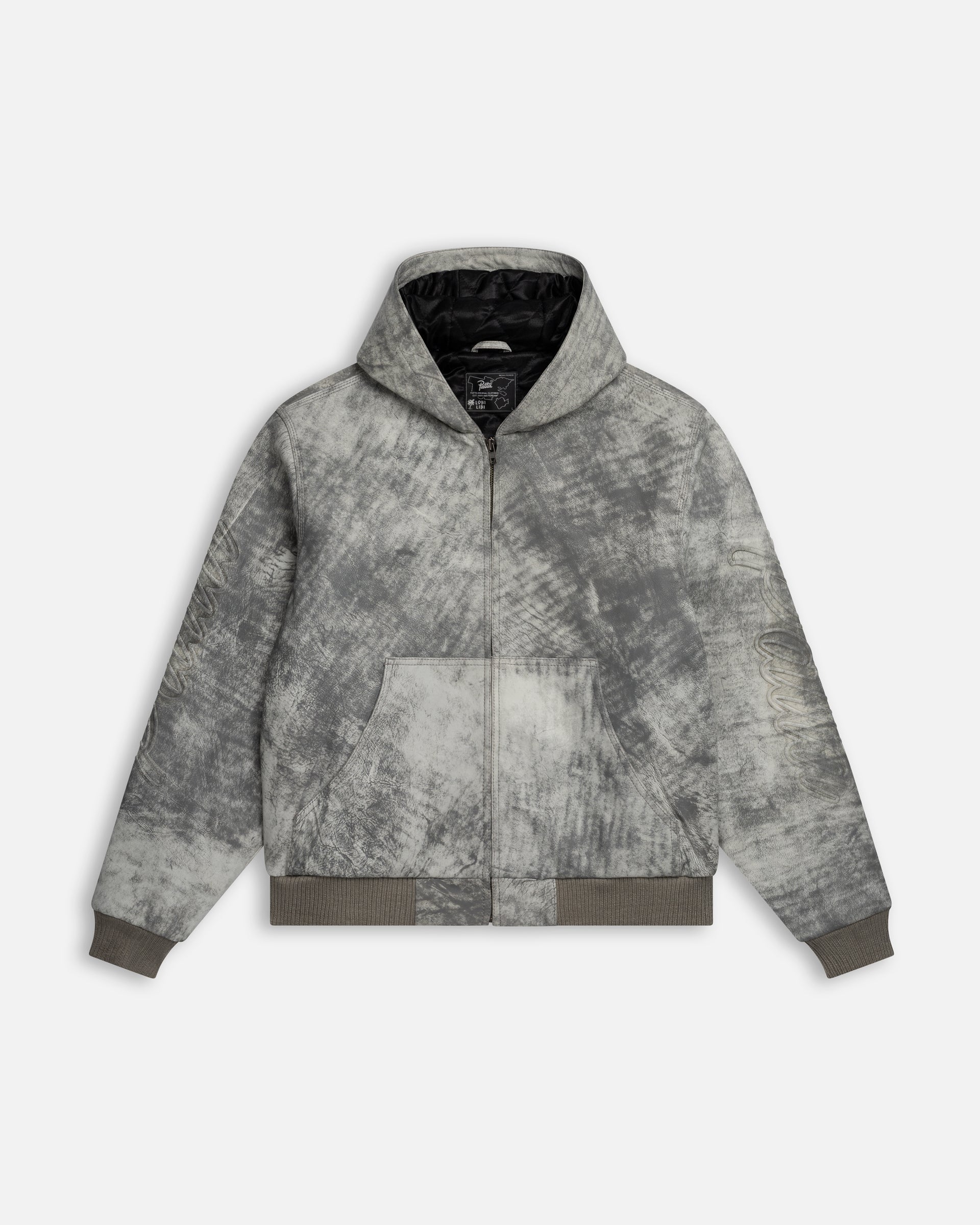 Patta Leather Hooded Bomber Jacket (Moonless Night)