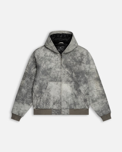 Patta Leather Hooded Bomber Jacket (Moonless Night)