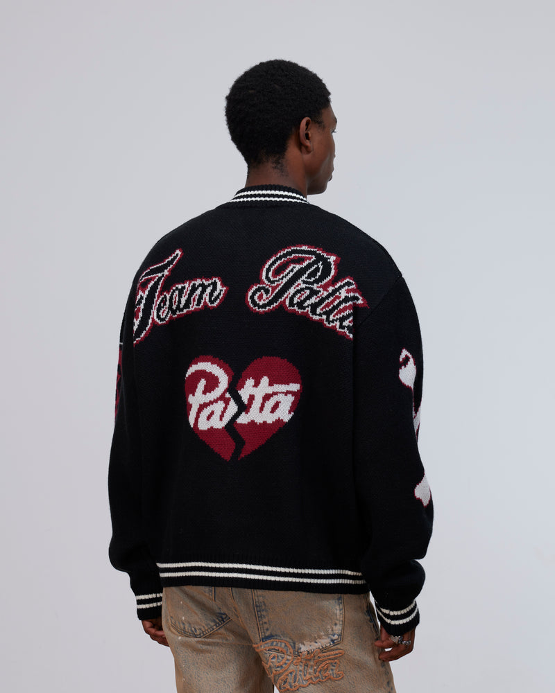 Patta Varsity Knitted Cardigan (Black)
