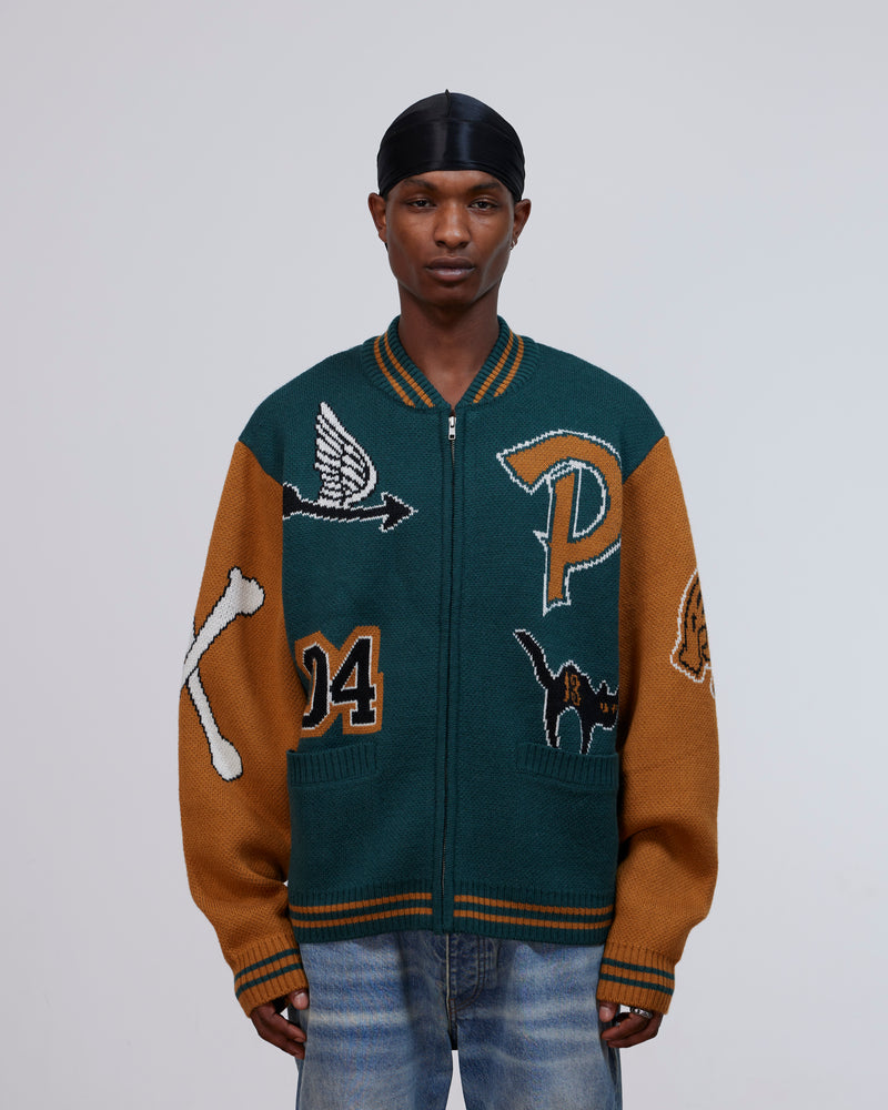 Patta Varsity Knitted Cardigan (Pine Grove)