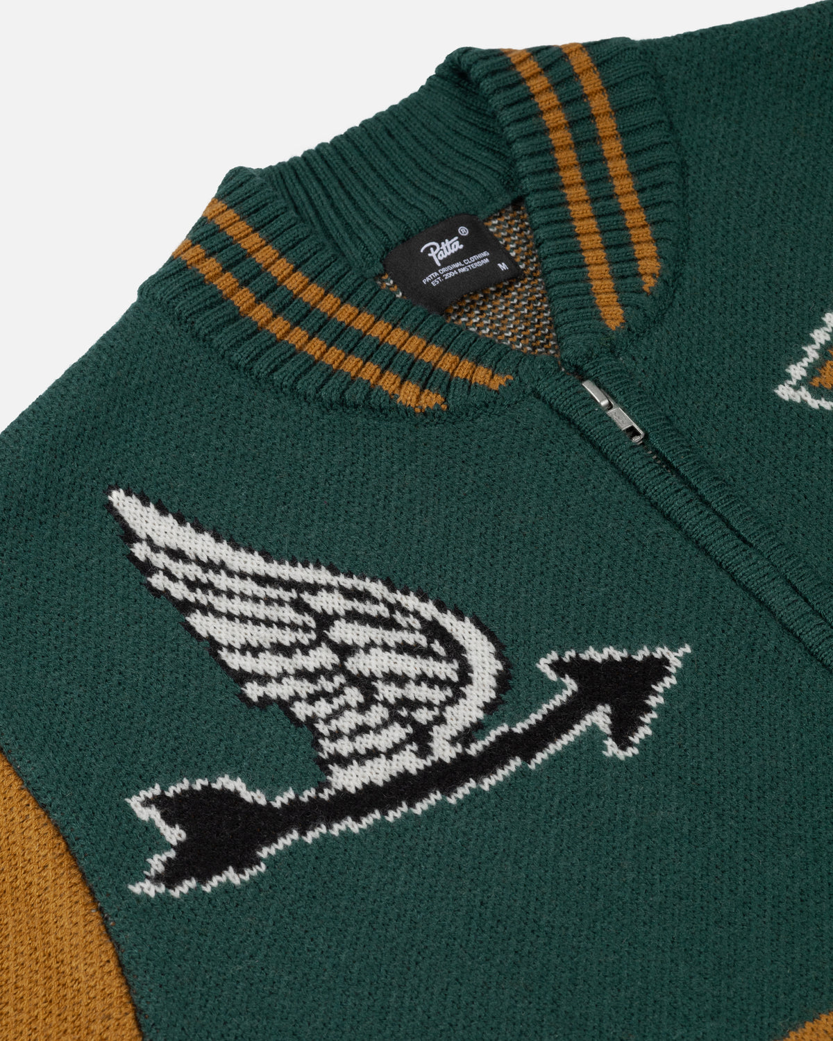 Patta Varsity Knitted Cardigan (Pine Grove)