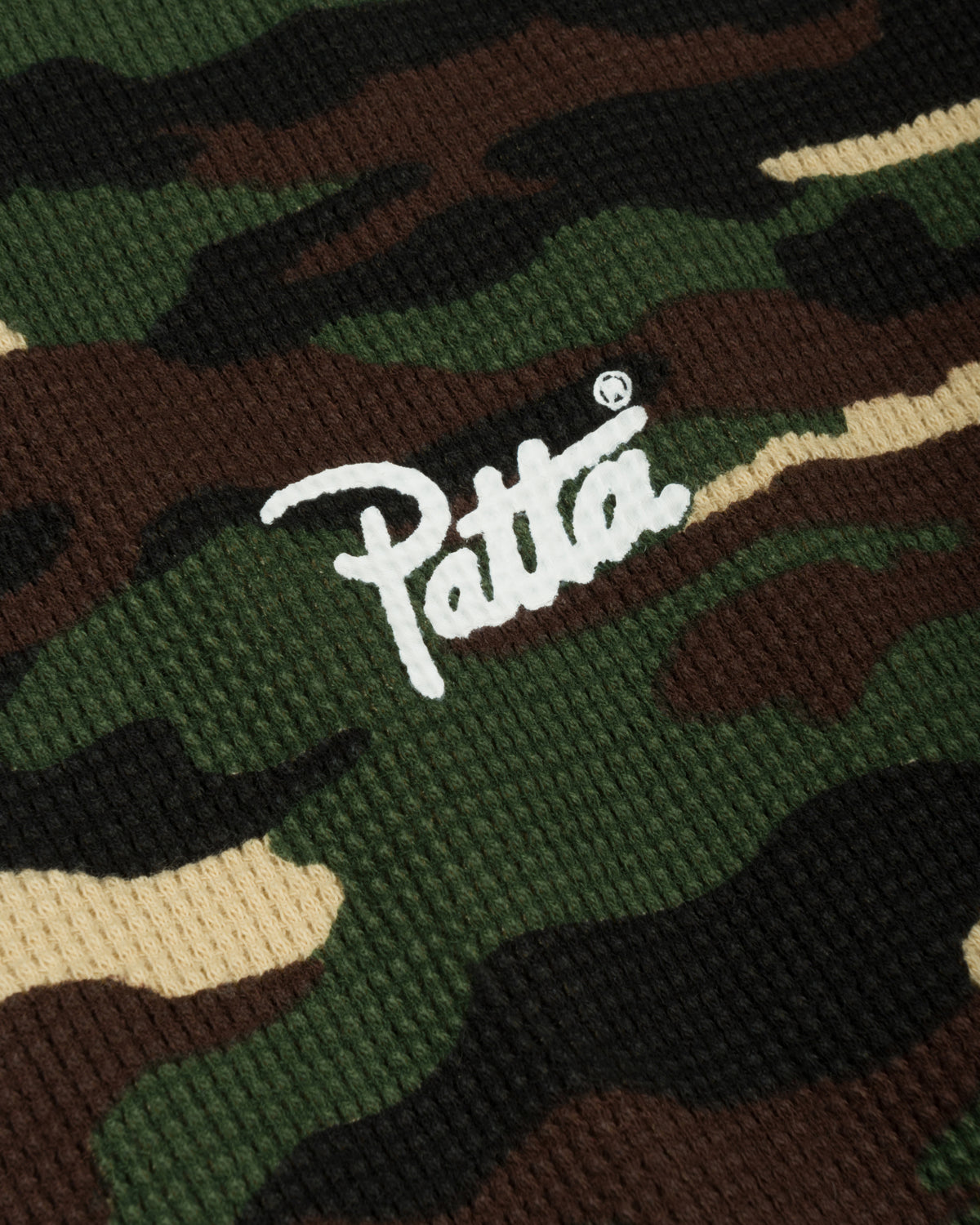 Patta Waffle Script Logo T-Shirt (Woodland Camo)