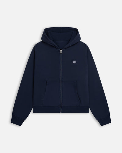 Patta Waffle Reversible Zip Up Hooded Sweater (Black Iris)