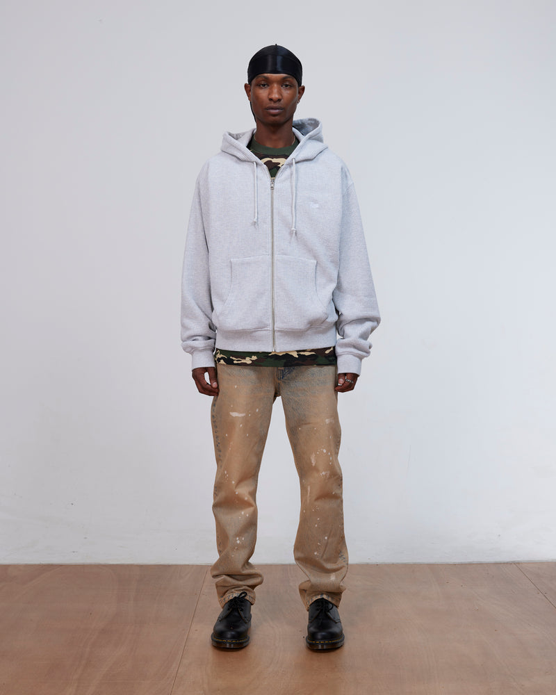 Patta Waffle Reversible Zip Up Hooded Sweater (Grey heather)