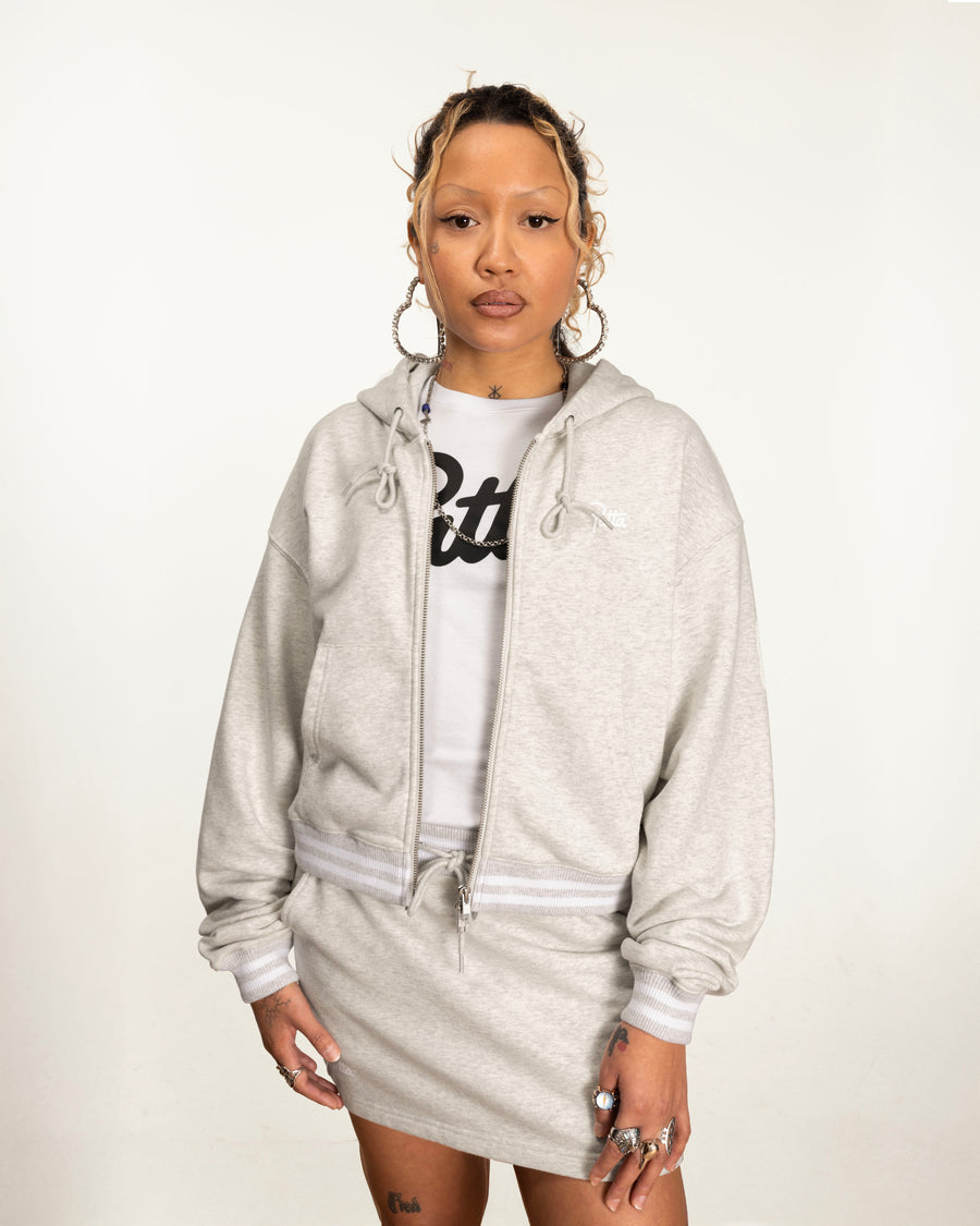 Patta Femme Lounge Zip-Up Hooded Sweater (Light Melange Grey)