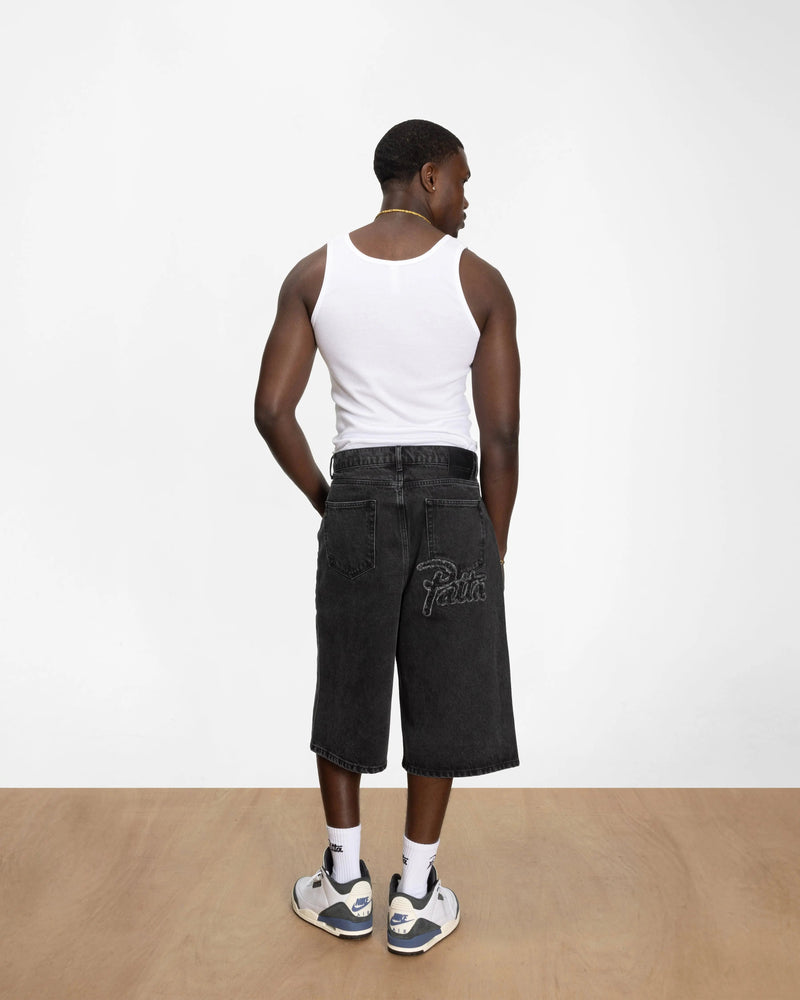 Patta Whiskers Denim Shorts (Black) (Black Denim)
