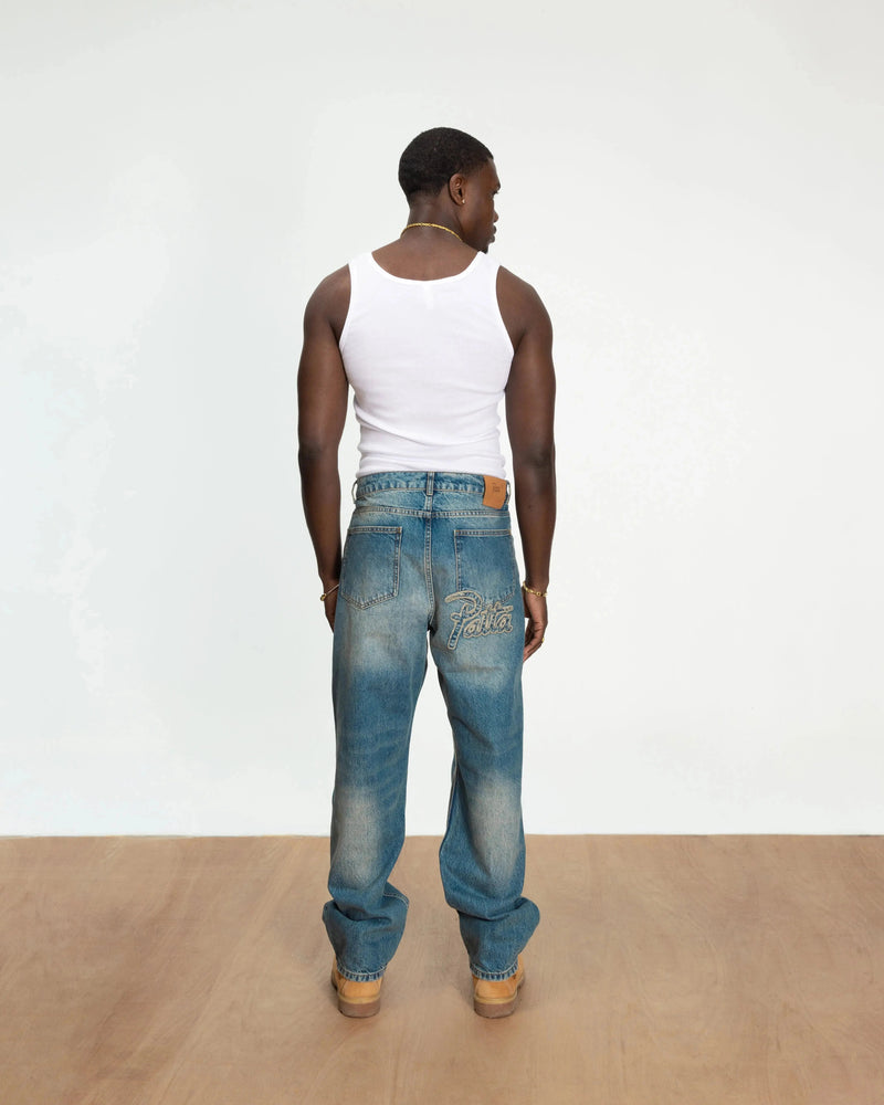 Patta Whiskers Denim Pants (Dark Blue Denim)