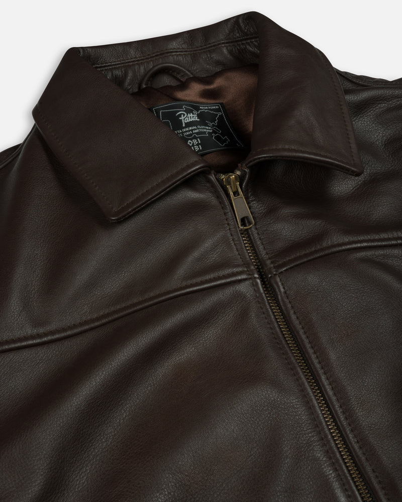 Patta Leather Bomber Jacket (Coffee Bean)